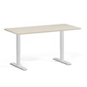 Höhenverstellbarer Schreibtisch, 1 Motor, 74-123 cm, abgerundete Ecken, Tischplatte 160x80 cm, graues Metallgestell, Birke