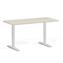 Höhenverstellbarer Schreibtisch, 1 Motor, 74-123 cm, abgerundete Ecken, Tischplatte 160x80 cm, weißes Metallgestell, Birke