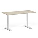 Höhenverstellbarer Schreibtisch, 1 Motor, 74-123 cm, abgerundete Ecken, Tischplatte 160x80 cm, weißes Metallgestell, Eiche natur