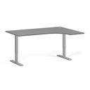Höhenverstellbarer Schreibtisch, 1 Motor, 74-123 cm, Ecke L/R, Tischplatte 160x120 cm, graues Metallgestell, Graphit