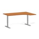 Höhenverstellbarer Schreibtisch, 1 Motor, 74-123 cm, Ecke L/R, Tischplatte 160x120 cm, graues Metallgestell, Kirschbaum