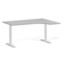 Höhenverstellbarer Schreibtisch, 1 Motor, 74-123 cm, Ecke L/R, Tischplatte 160x120 cm, weißes Metallgestell, grau