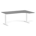 Höhenverstellbarer Schreibtisch, 1 Motor, 74-123 cm, Ecke L/R, Tischplatte 180x120 cm, weißes Metallgestell, Graphit