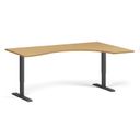 Höhenverstellbarer Schreibtisch, 1 Motor, 74-123 cm, ergonomisch L/R, Tischplatte 180x120 cm, schwarzes Metallgestell, Buche