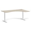 Höhenverstellbarer Schreibtisch, 1 Motor, 74-123 cm, ergonomisch L/R, Tischplatte 180x120 cm, weißes Metallgestell, Eiche natur