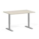 Höhenverstellbarer Schreibtisch, 1 Motor, 74-123 cm, Tischplatte 120x80 cm, graues Metallgestell, Birke