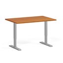 Höhenverstellbarer Schreibtisch, 1 Motor, 74-123 cm, Tischplatte 120x80 cm, graues Metallgestell, Kirschbaum