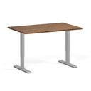 Höhenverstellbarer Schreibtisch, 1 Motor, 74-123 cm, Tischplatte 120x80 cm, graues Metallgestell, Nussbaum