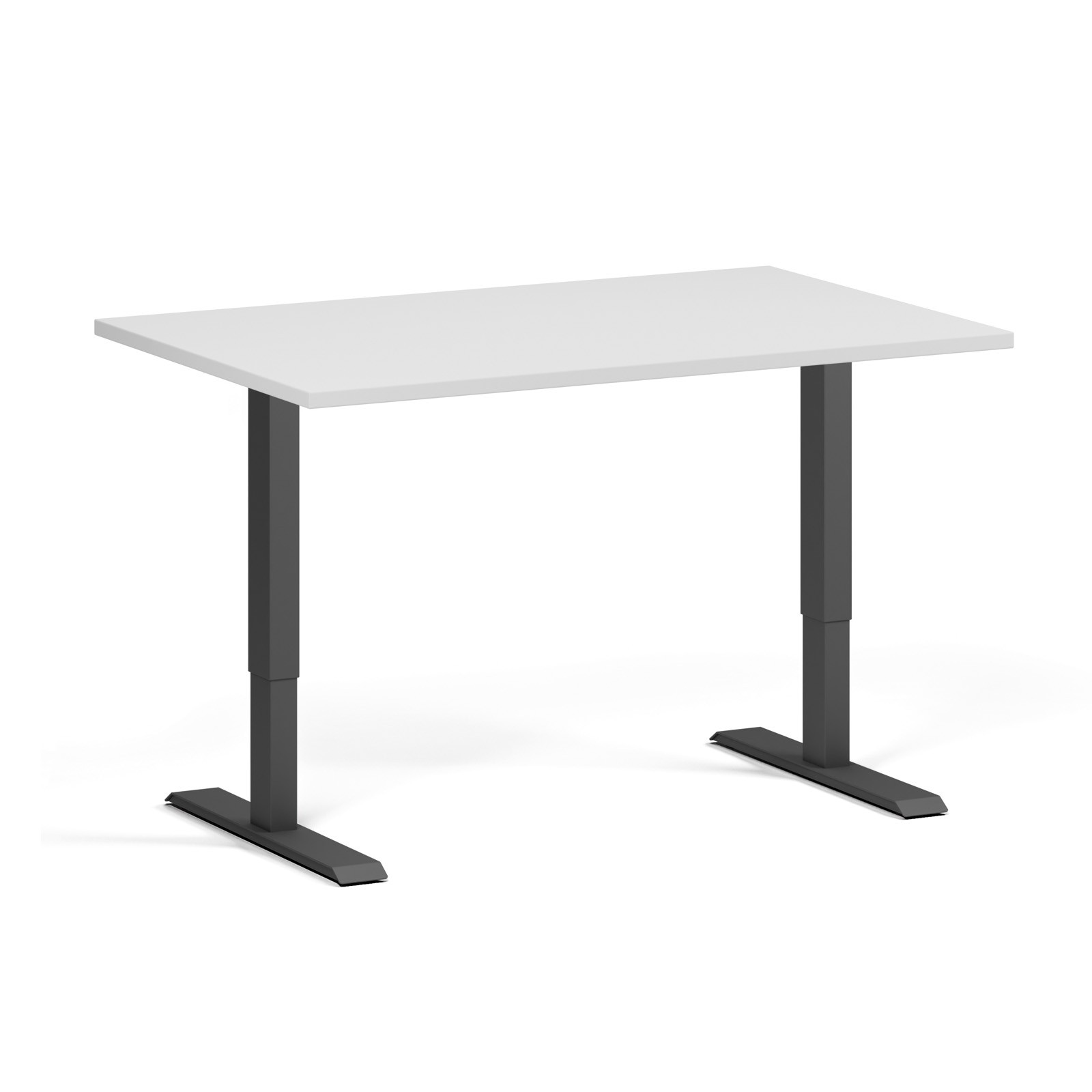 B2B Partner Höhenverstellbarer Schreibtisch, 1 Motor, 74-123 cm, Tischplatte 120x80 cm, schwarzes Metallgestell, weiß