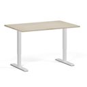 Höhenverstellbarer Schreibtisch, 1 Motor, 74-123 cm, Tischplatte 120x80 cm, weißes Metallgestell, Eiche natur