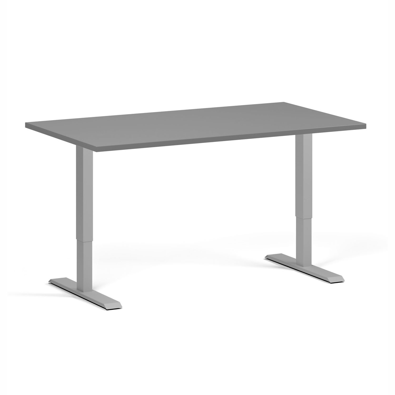 B2B Partner Höhenverstellbarer Schreibtisch, 1 Motor, 74-123 cm, Tischplatte 140x80 cm, graues Metallgestell, Graphit