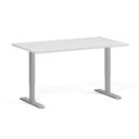 Höhenverstellbarer Schreibtisch, 1 Motor, 74-123 cm, Tischplatte 140x80 cm, graues Metallgestell, weiß