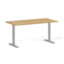 Höhenverstellbarer Schreibtisch, 1 Motor, 74-123 cm, Tischplatte 160x80 cm, graues Metallgestell, Buche