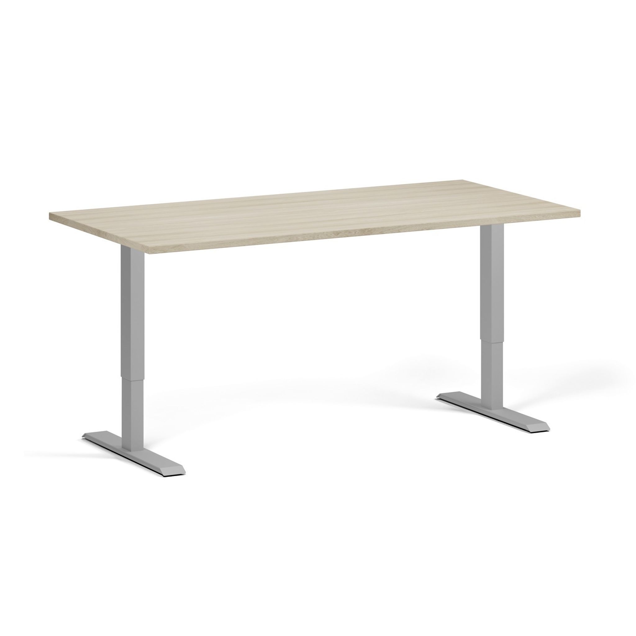 Höhenverstellbarer Schreibtisch, 1 Motor, 74-123 cm, Tischplatte 160x80 cm, graues Metallgestell, Eiche natur