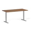 Höhenverstellbarer Schreibtisch, 1 Motor, 74-123 cm, Tischplatte 160x80 cm, graues Metallgestell, Nussbaum