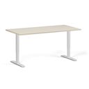 Höhenverstellbarer Schreibtisch, 1 Motor, 74-123 cm, Tischplatte 160x80 cm, weißes Metallgestell, Birke