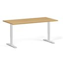 Höhenverstellbarer Schreibtisch, 1 Motor, 74-123 cm, Tischplatte 160x80 cm, weißes Metallgestell, Buche