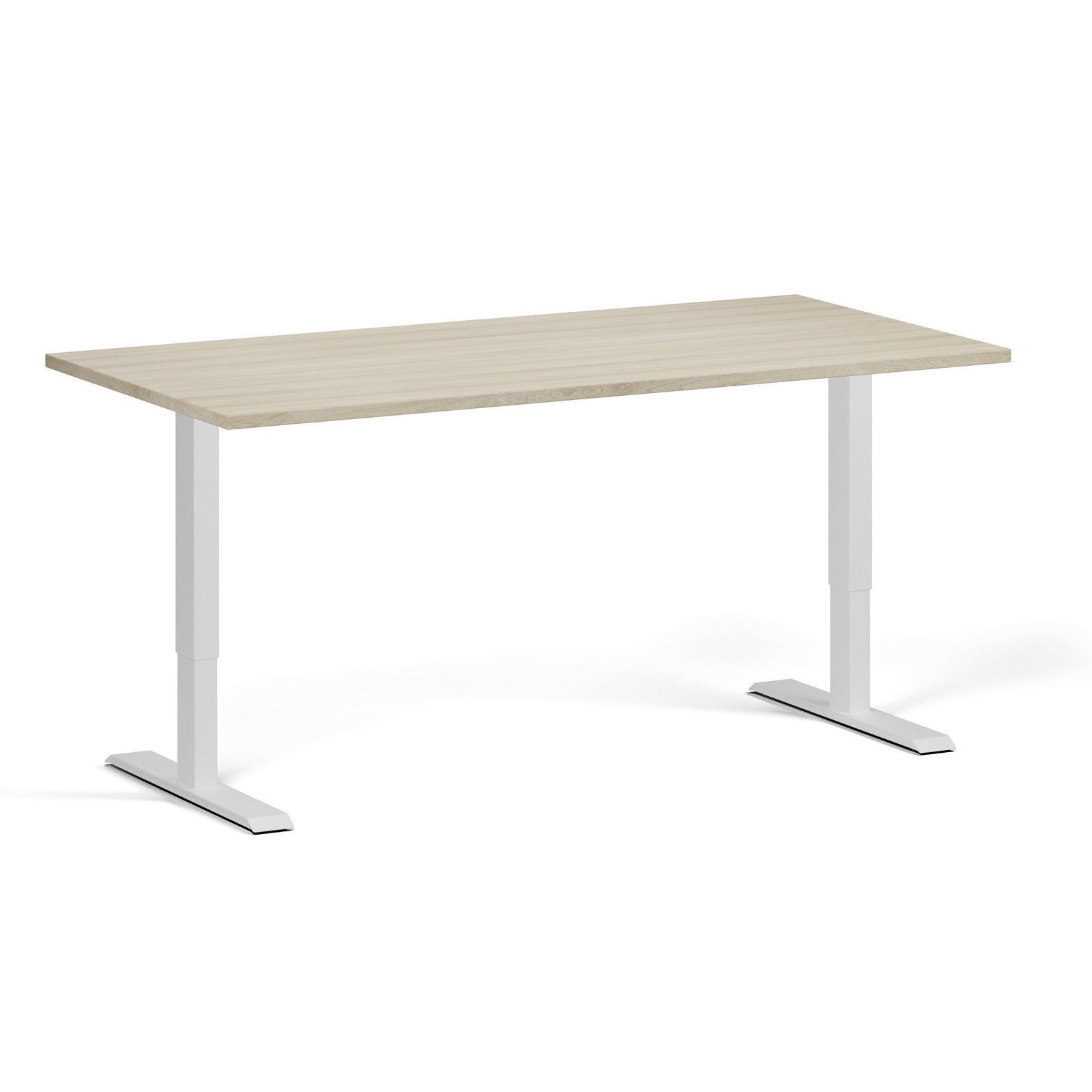 B2B Partner Höhenverstellbarer Schreibtisch, 1 Motor, 74-123 cm, Tischplatte 160x80 cm, weißes Metallgestell, Eiche natur