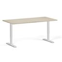 Höhenverstellbarer Schreibtisch, 1 Motor, 74-123 cm, Tischplatte 160x80 cm, weißes Metallgestell, Eiche natur