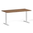 Höhenverstellbarer Schreibtisch, 1 Motor, 74-123 cm, Tischplatte 160x80 cm, weißes Metallgestell, Nussbaum