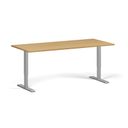 Höhenverstellbarer Schreibtisch, 1 Motor, 74-123 cm, Tischplatte 180x80 cm, graues Metallgestell, Buche