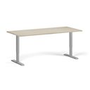 Höhenverstellbarer Schreibtisch, 1 Motor, 74-123 cm, Tischplatte 180x80 cm, graues Metallgestell, Eiche natur