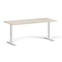 Höhenverstellbarer Schreibtisch, 1 Motor, 74-123 cm, Tischplatte 180x80 cm, weißes Metallgestell, Birke