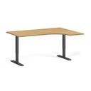 Höhenverstellbarer Schreibtisch, 1 Motor, 745 - 1235 mm, Ecke L/R, Tischplatte 1600 x 1200 mm, schwarzes Untergestell, Buche