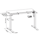 Höhenverstellbarer Schreibtisch, 1 Motor, 745 - 1235 mm, Ecke L/R, Tischplatte 1600 x 1200 mm, weißes Untergestell, Graphit