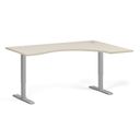 Höhenverstellbarer Schreibtisch, 1 Motor, 745 - 1235 mm, ergonomisch L/R, Tischplatte 1600 x 1200 mm, graues Untergestell, Birke