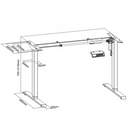 Höhenverstellbarer Schreibtisch, 1 Motor, 745 - 1235 mm, ergonomisch L/R, Tischplatte 1600 x 1200 mm, graues Untergestell, weiß