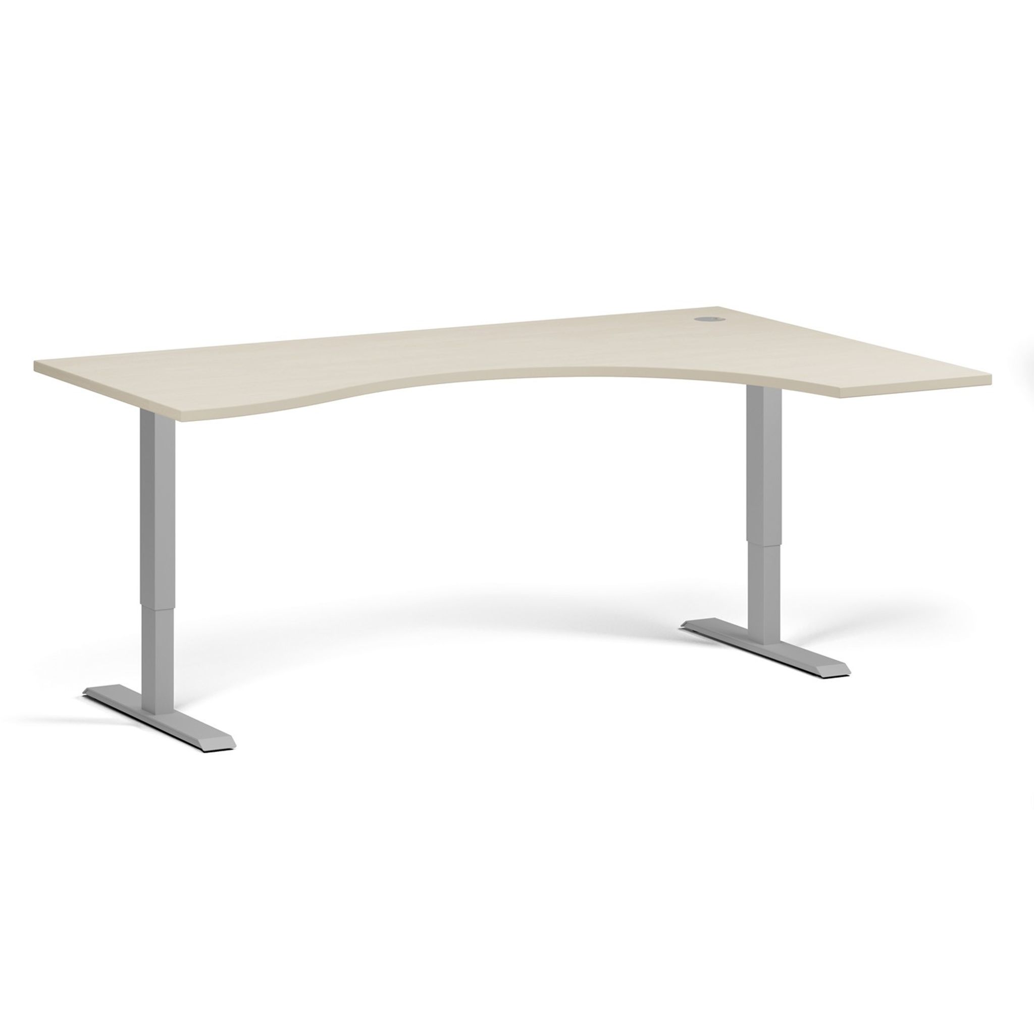 Höhenverstellbarer Schreibtisch, 1 Motor, 745 - 1235 mm, ergonomisch L/R, Tischplatte 1800 x 1200 mm, graues Untergestell, Birke