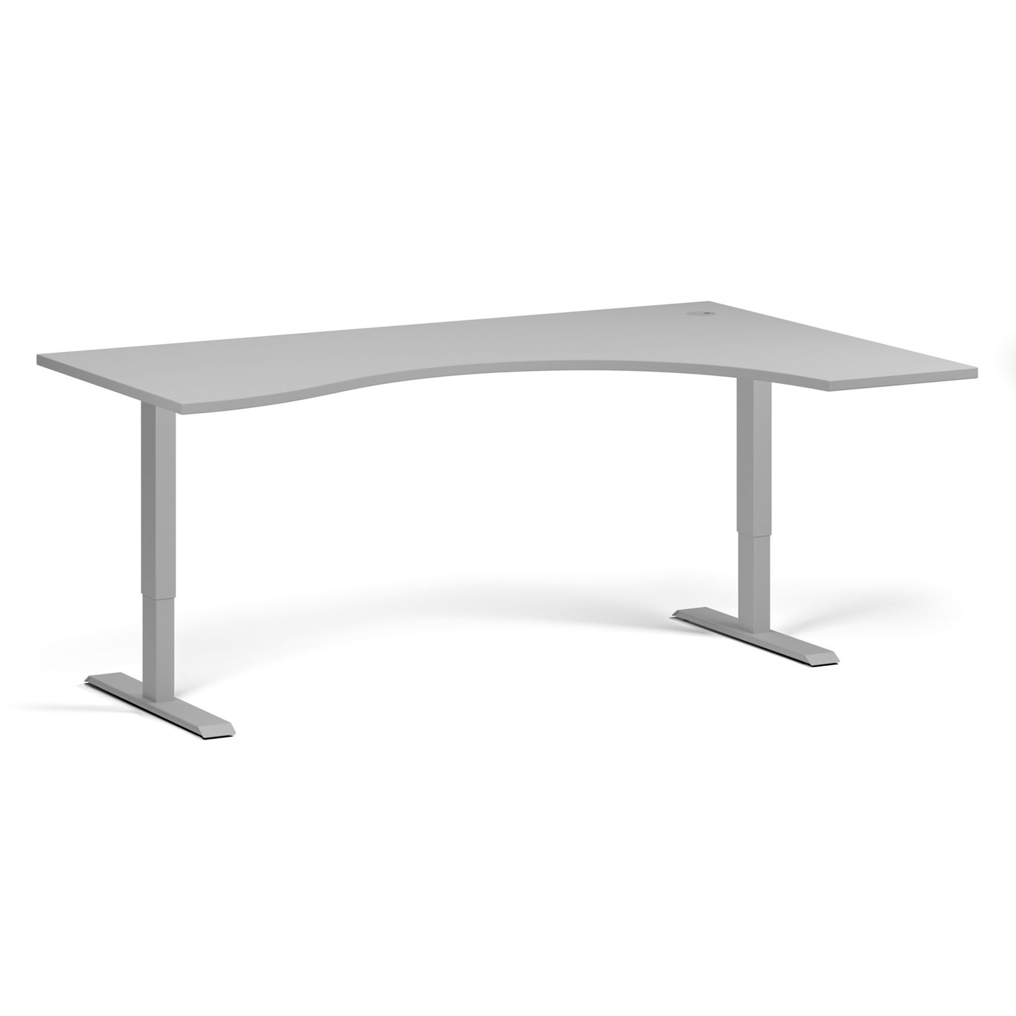 Höhenverstellbarer Schreibtisch, 1 Motor, 745 - 1235 mm, ergonomisch L/R, Tischplatte 1800 x 1200 mm, graues Untergestell, grau