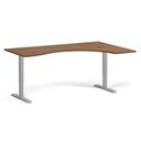 Höhenverstellbarer Schreibtisch, 1 Motor, 745 - 1235 mm, ergonomisch L/R, Tischplatte 1800 x 1200 mm, graues Untergestell, Nussbaum