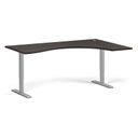 Höhenverstellbarer Schreibtisch, 1 Motor, 745 - 1235 mm, ergonomisch L/R, Tischplatte 1800 x 1200 mm, graues Untergestell, Wenge