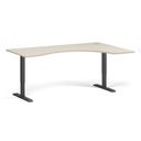 Höhenverstellbarer Schreibtisch, 1 Motor, 745 - 1235 mm, ergonomisch L/R, Tischplatte 1800 x 1200 mm, schwarzes Untergestell, Birke