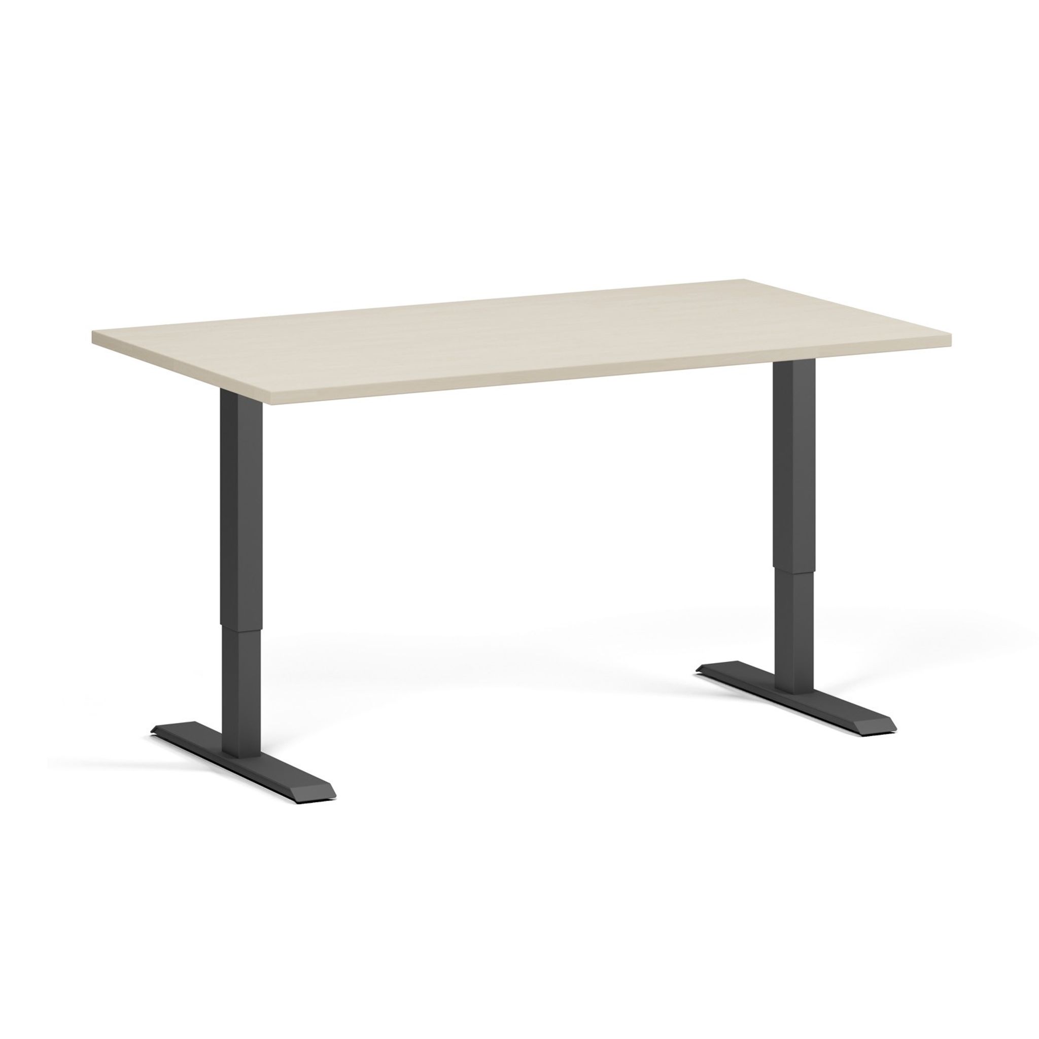 Höhenverstellbarer Schreibtisch, 1 Motor, 745 - 1235 mm, Tischplatte 1400 x 800 mm, schwarzes Untergestell, Birke