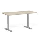 Höhenverstellbarer Schreibtisch, 2 Motoren, 74-121 cm, abgerundete Ecken, Tischplatte 160x80 cm, graues Metallgestell, Eiche natur