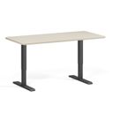 Höhenverstellbarer Schreibtisch, 2 Motoren, 74-121 cm, abgerundete Ecken, Tischplatte 160x80 cm, schwarzes Metallgestell, Birke