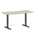 Höhenverstellbarer Schreibtisch, 2 Motoren, 74-121 cm, abgerundete Ecken, Tischplatte 160x80 cm, schwarzes Metallgestell, Eiche natur