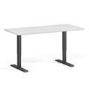 Höhenverstellbarer Schreibtisch, 2 Motoren, 74-121 cm, abgerundete Ecken, Tischplatte 160x80 cm, schwarzes Metallgestell, weiß