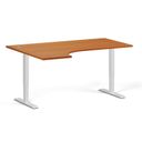 Höhenverstellbarer Schreibtisch, 2 Motoren, 74-121 cm, Ecke L/P, Tischplatte 160x120 cm, weißes Metallgestell, Kirschbaum