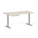 Höhenverstellbarer Schreibtisch, 2 Motoren, 74-121 cm, Ecke L/R, Tischplatte 160x120 cm, graues Metallgestell, Birke