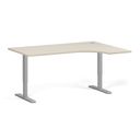 Höhenverstellbarer Schreibtisch, 2 Motoren, 74-121 cm, Ecke L/R, Tischplatte 160x120 cm, graues Metallgestell, Birke
