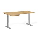 Höhenverstellbarer Schreibtisch, 2 Motoren, 74-121 cm, Ecke L/R, Tischplatte 160x120 cm, graues Metallgestell, Buche