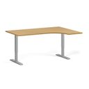 Höhenverstellbarer Schreibtisch, 2 Motoren, 74-121 cm, Ecke L/R, Tischplatte 160x120 cm, graues Metallgestell, Buche