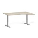 Höhenverstellbarer Schreibtisch, 2 Motoren, 74-121 cm, Ecke L/R, Tischplatte 160x120 cm, graues Metallgestell, Eiche natur