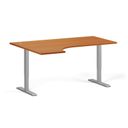 Höhenverstellbarer Schreibtisch, 2 Motoren, 74-121 cm, Ecke L/R, Tischplatte 160x120 cm, graues Metallgestell, Kirschbaum