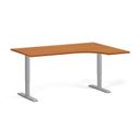 Höhenverstellbarer Schreibtisch, 2 Motoren, 74-121 cm, Ecke L/R, Tischplatte 160x120 cm, graues Metallgestell, Kirschbaum
