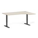 Höhenverstellbarer Schreibtisch, 2 Motoren, 74-121 cm, Ecke L/R, Tischplatte 160x120 cm, schwarzes Metallgestell, Birke